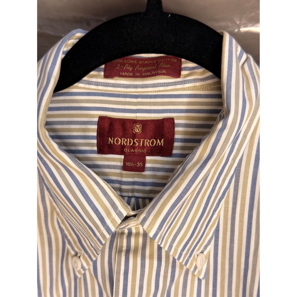 Nordstrom Classic Men's Striped Long Sleeve Button Down Shirt Size 16 1/2 35 - Picture 3 of 8